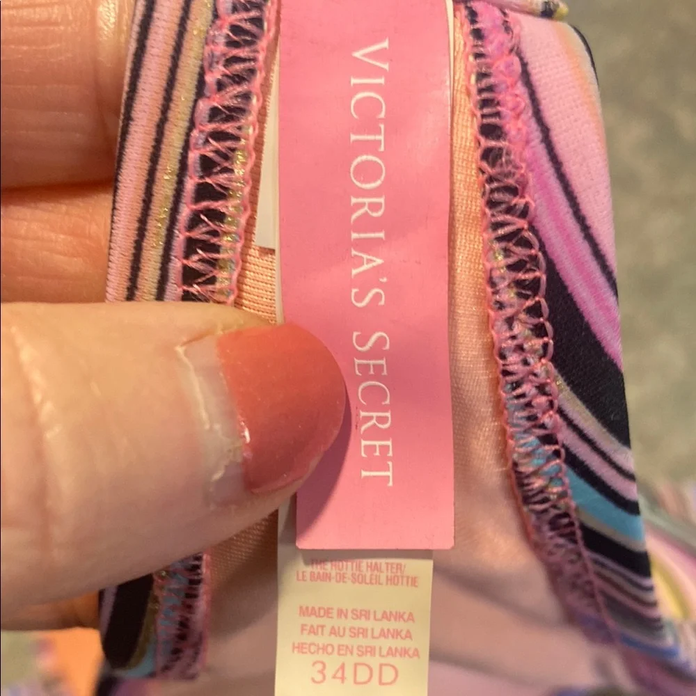 PINK Victoria's Secret Striped Pink & Purple Bikini Top